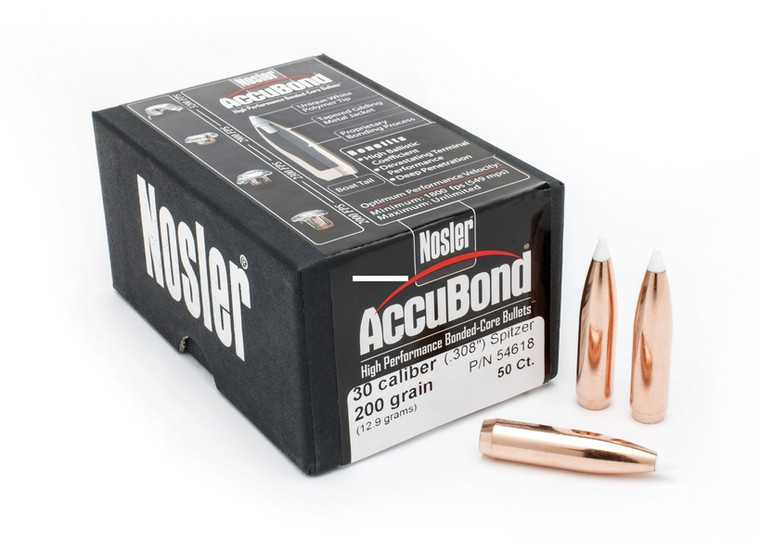 Nosler 54618 Accubond Rifle Bullets - 30Cal 200Gr .308 50Bx - 54618