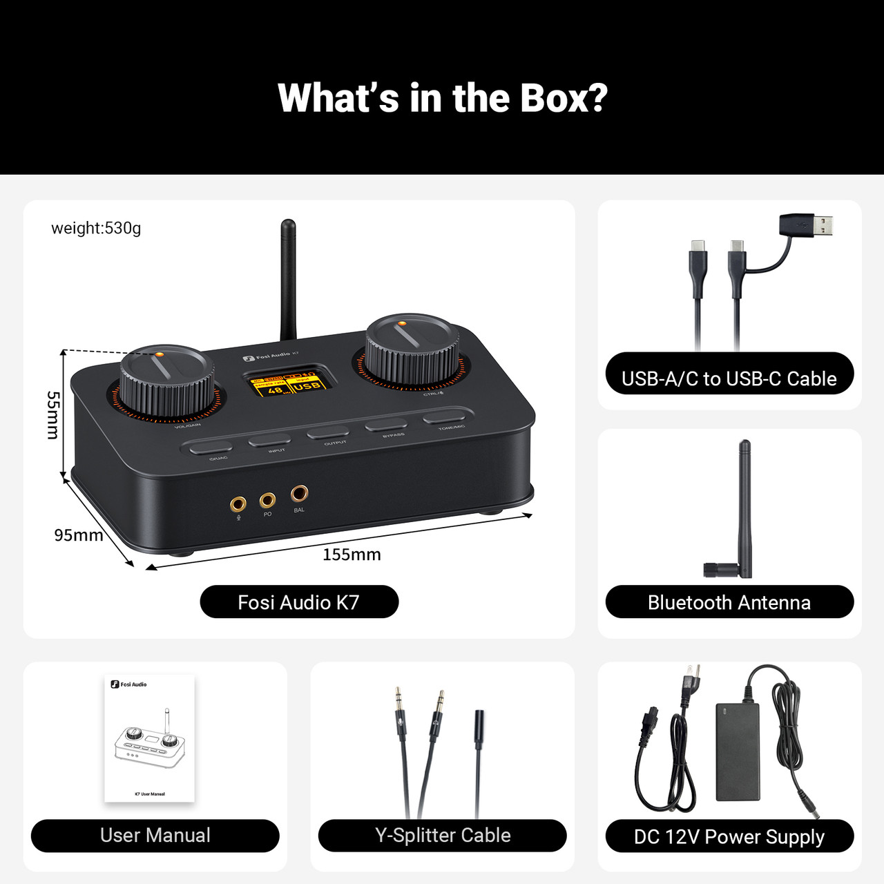 Fosi Audio K7 DAC オーディオインターフェイス Fosi Audio K7 Desktop DAC and Headphone Amplifier with
