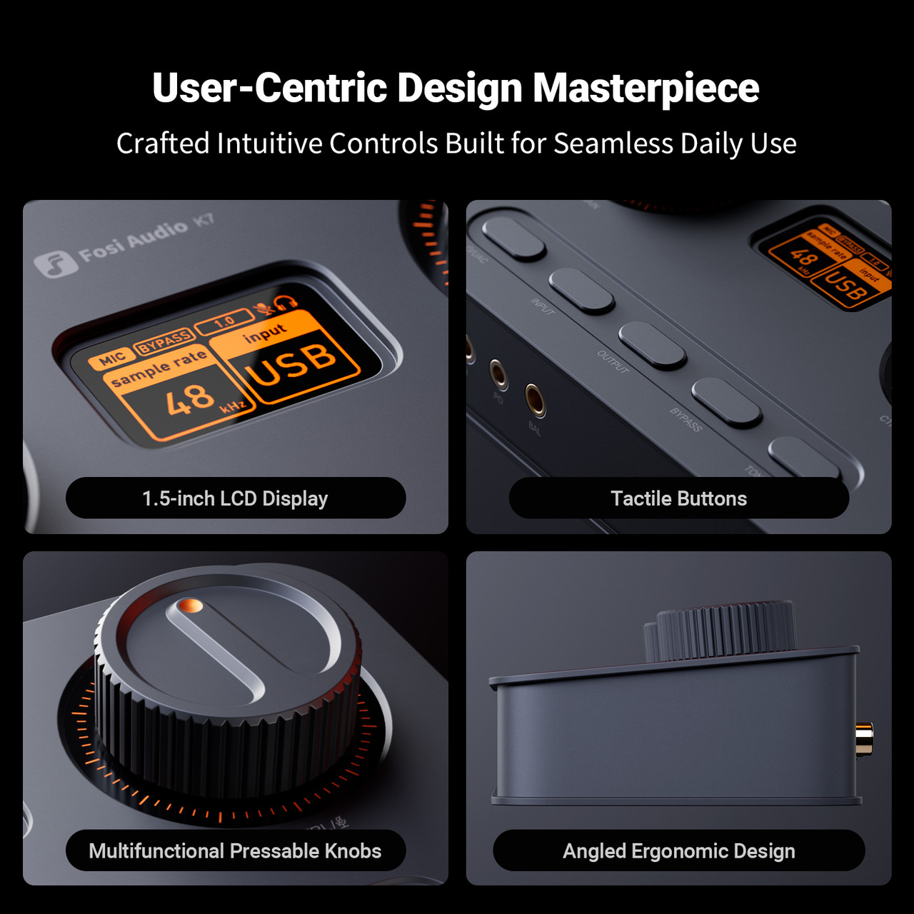 Fosi Audio K7 DAC オーディオインターフェイス Fosi Audio K7 Desktop DAC and Headphone Amplifier with