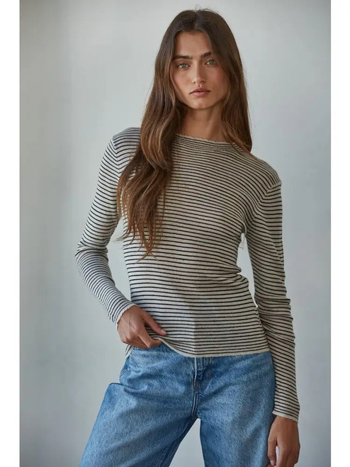 Mock Neck Stripe Long Sleeve Mock Neck Stripe Long Sleeve