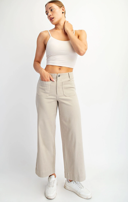 Twill Crop Wide Pant