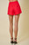 High Waisted Red Pleated Short