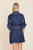 Detailed Belted Navy Dress