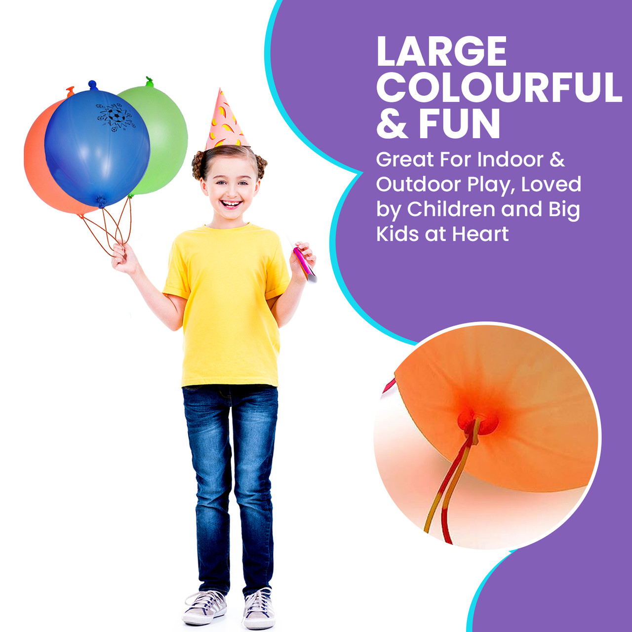 12" Printed Assorted Balloons with Elastic Bands - 50pcs