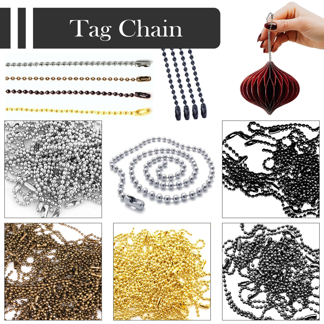 Metal Ball Chain with Connector - (Pack of 100)