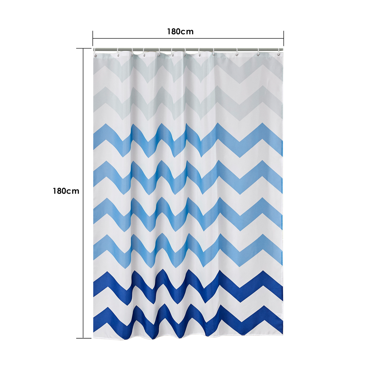 Neel Blue Shower Curtain Liner, Mould & Mildew Resistant With 12 Curtain  Hooks, 180cm x 180cm - Frosty White