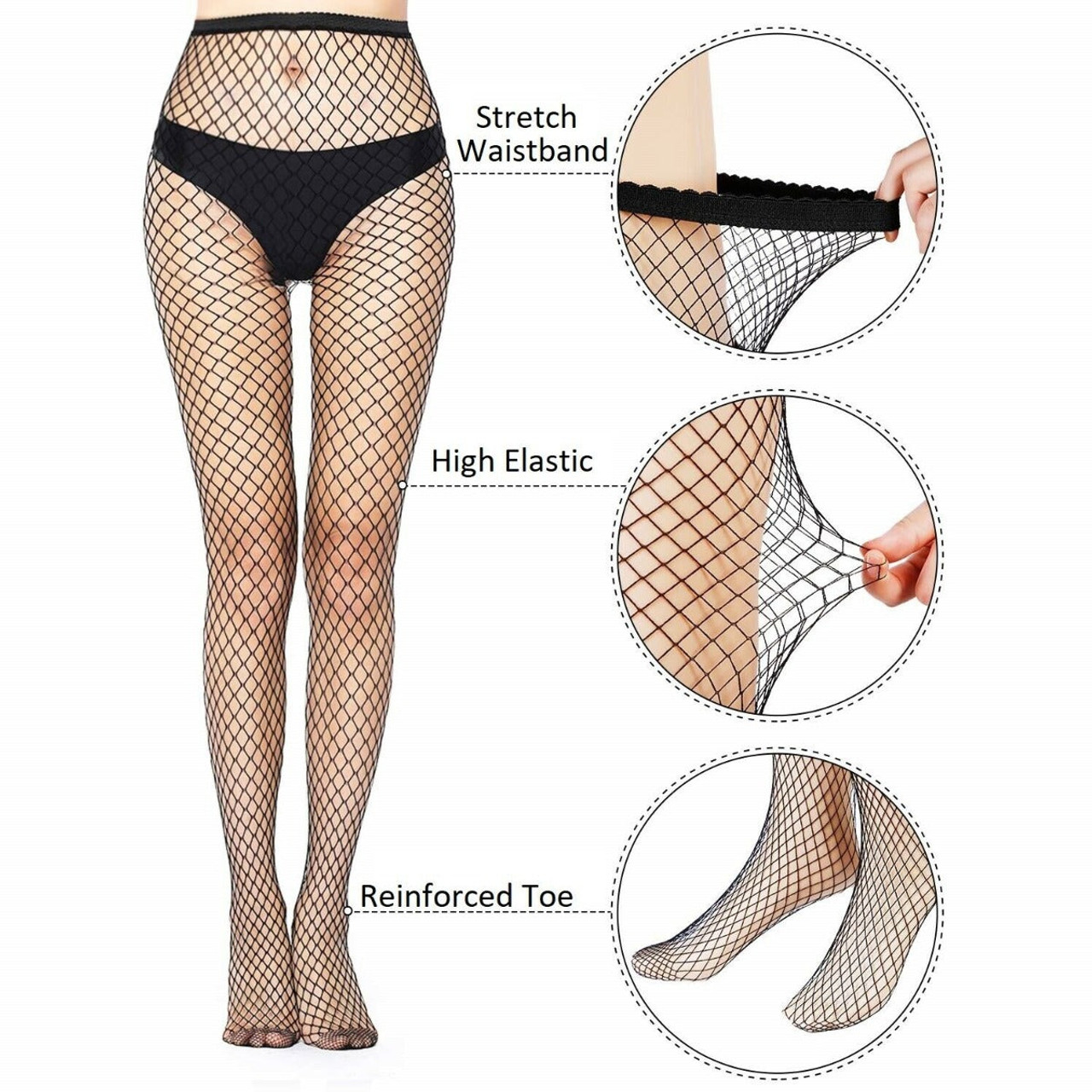 High Waist Fishnet Stocking Net Pantyhose Diamond Mesh Tights for Women Fashion Clothing