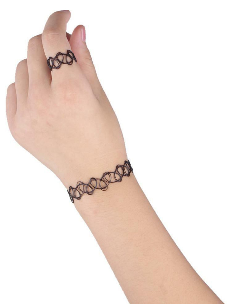 Black Bracelet Ring Wrist Wrap Victorian Goth Adjustable Handmade Lace  Jewelry | eBay