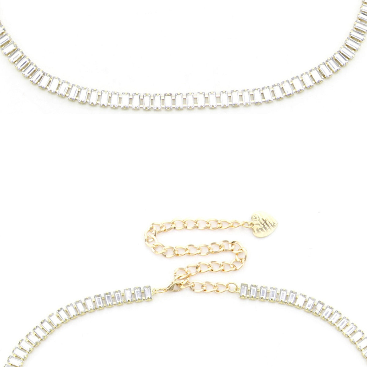 45" Diamante Ab Rhinestones in Round Shape  Waist Chain Belts for Women Fashion Accessory - Gold Silver