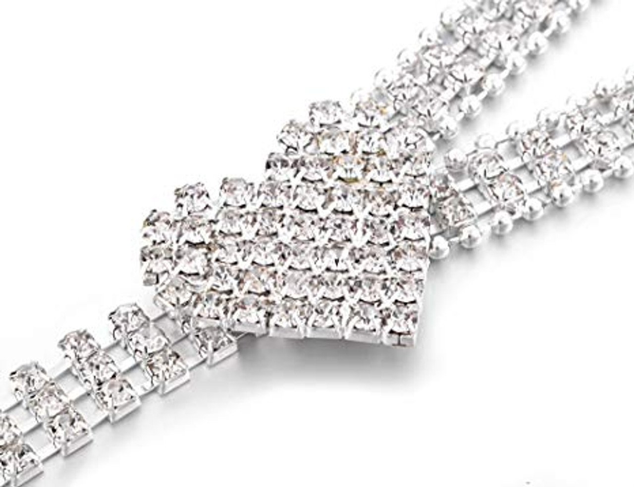 45" Heart Design Diamante Rhinestone Waist Chain Belts for Women Fashion Accessory