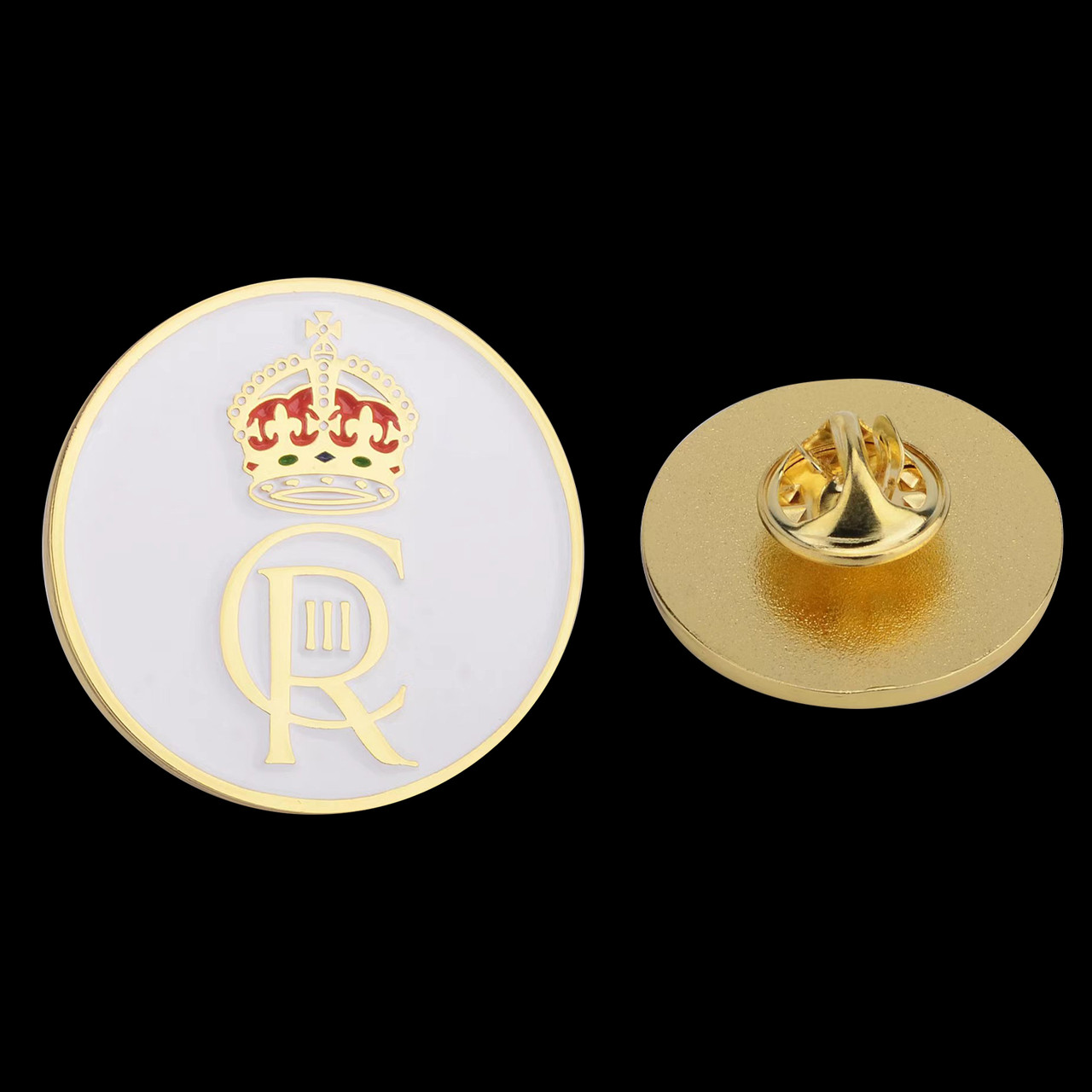 King Coronation Crown King Charles III Pin Badge - White Gold