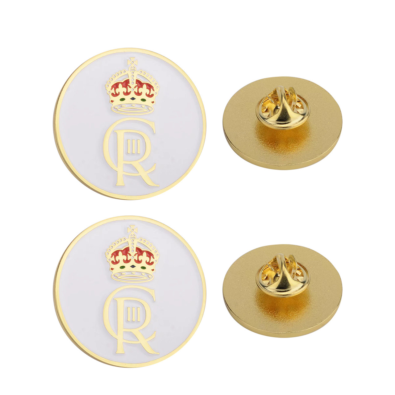 King Coronation Crown King Charles III Pin Badge - White Gold