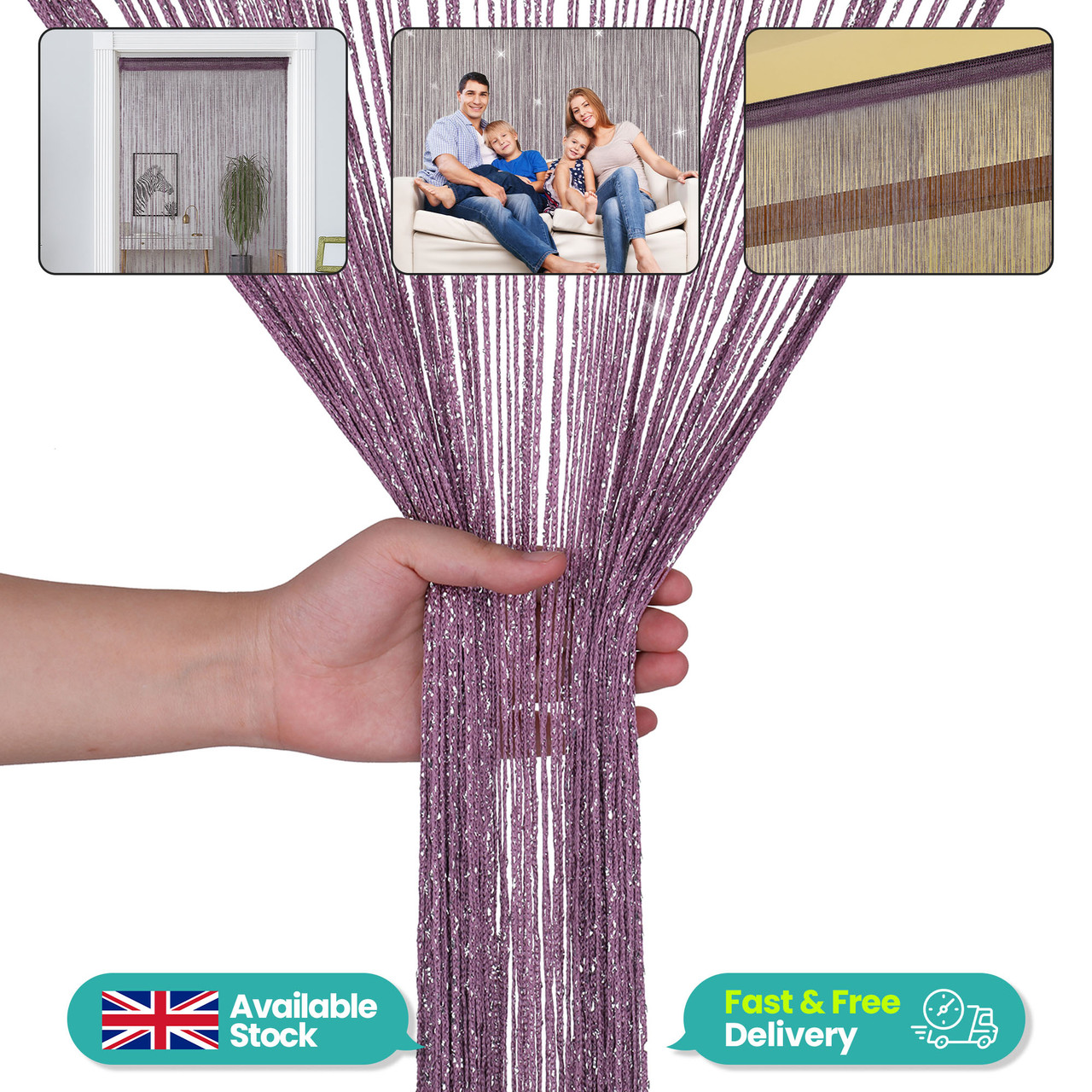 String Curtain Panel - Dark Purple