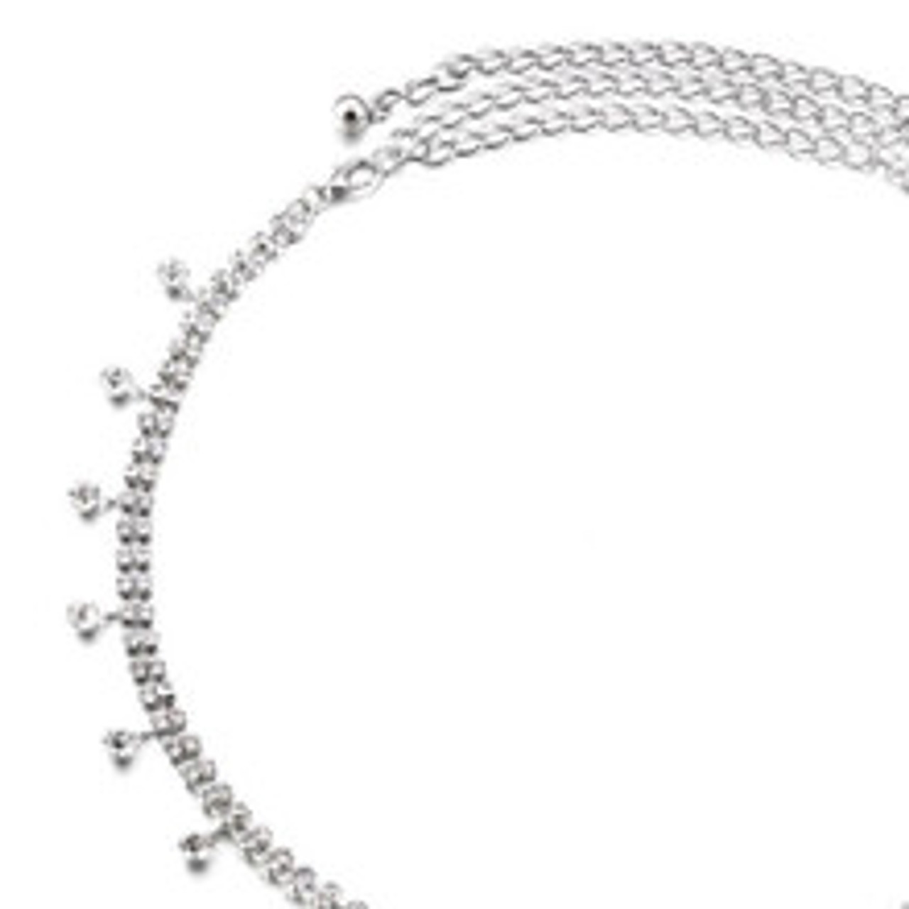 Silver Rhinestone Drop Diamante Belt