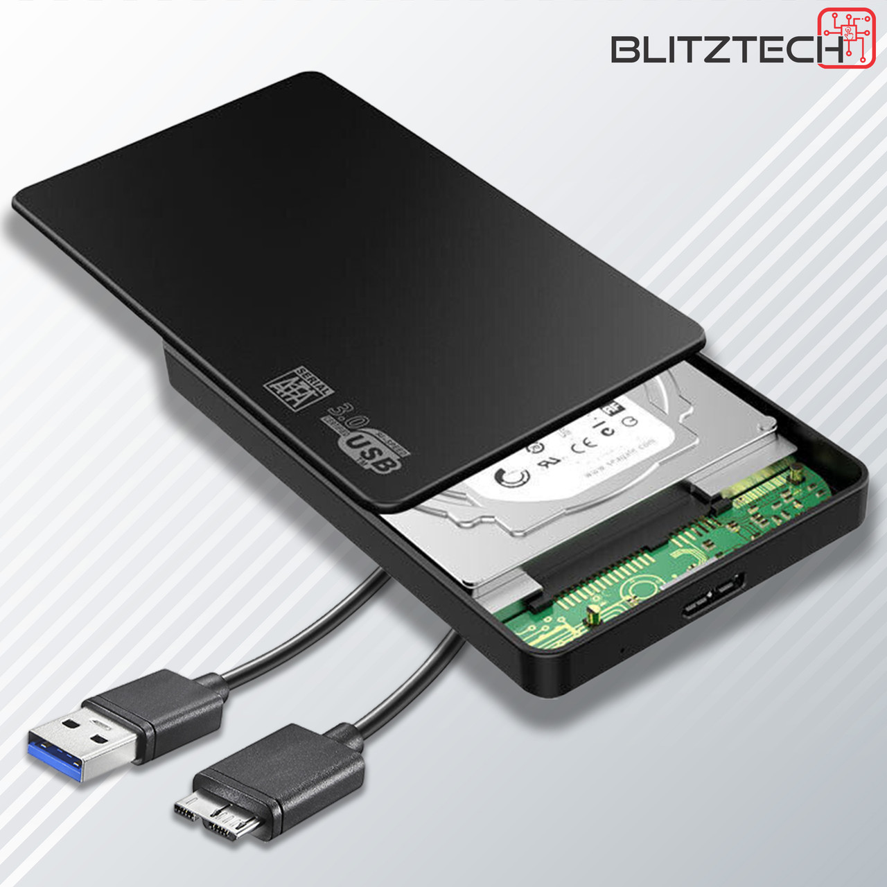USB 3.0 SATA External Hard Drive Case 2.5 Inch Enclosure Caddy HDD SSD Black DVR