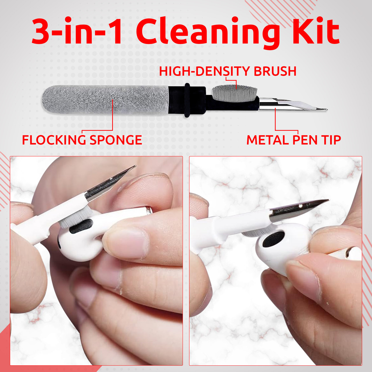 Black Earbuds Cleaning Pen for AirPods, Earphones, Headphones & Mobile Devices