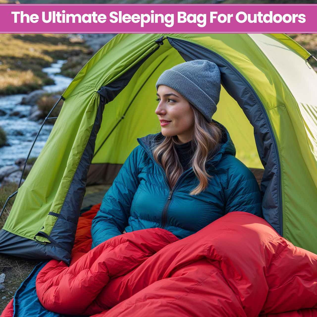 4 Season Sleeping Bag with Double Sided Zip, Hood String