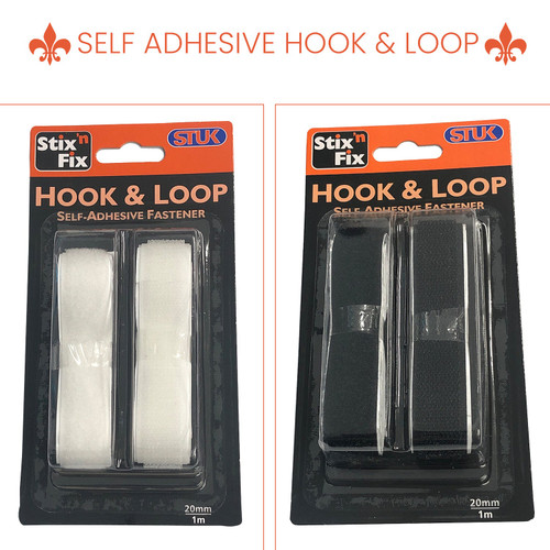 Stix'n'Fix 20mm Self Adhesive Hook & Loop Tape - 1m