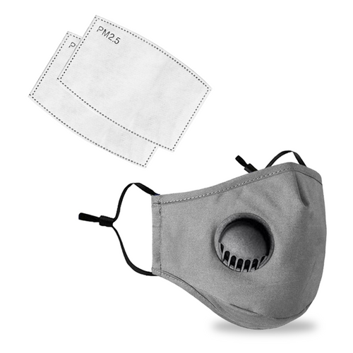 Breathable Respirator Washable Protective Face Mask With Activated Carbon Filter For Unisex Mouth Protection From Dust, Pet Dander, & Other Airborne Irritants - Grey
