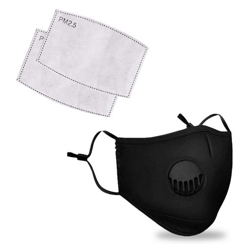 Breathable Respirator Washable Protective Face Mask With Activated Carbon Filter For Unisex Mouth Protection From Dust, Pet Dander, & Other Airborne Irritants - Black