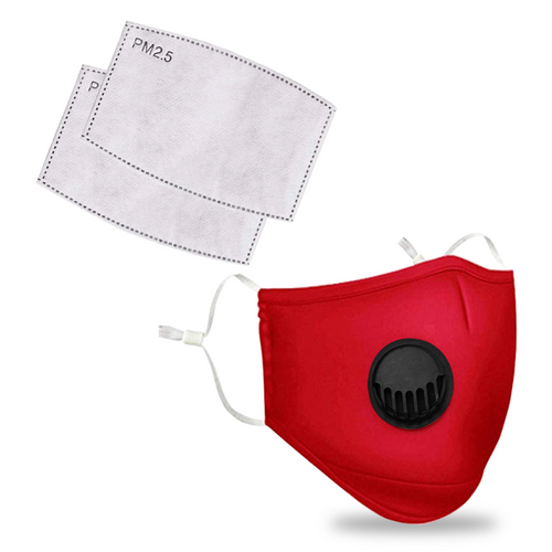 Breathable Respirator Washable Protective Face Mask With Activated Carbon Filter For Unisex Mouth Protection From Dust, Pet Dander, & Other Airborne Irritants - Red