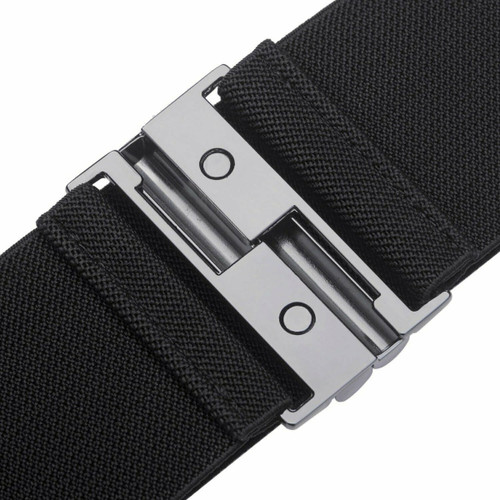 Women's Black Strechable Wide Waist Belt Clasp Buckle Elastic Band Clip-on Cinch Trimmer One Size Fits All Fashion Accessory