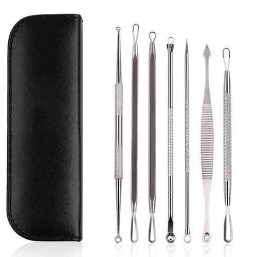 Blackhead Remover Tool Kit with Case for Acne, Pimple, Whitehead, Comedone Extractor Tool - Set of 7pcs