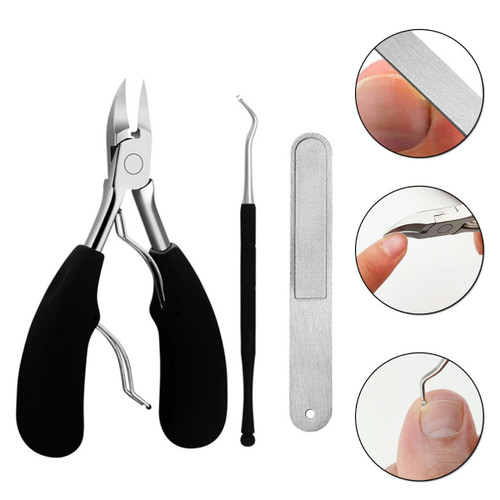 3pcs Nail Clipper Set Stainless Steel with Case for Fingernail, Toenail, Manicure Pedicure