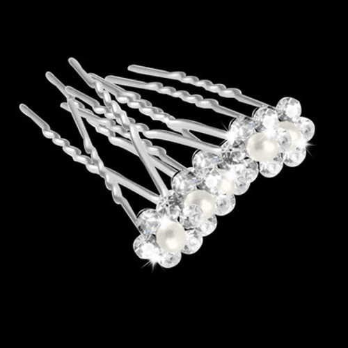 Pearl Flower Hair Pins (Small Pearl) - 10pcs