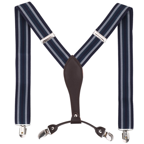 Men’s Adjustable Braces Y Shape Heavy Duty Clip On Suspenders for Trousers Jeans Navy 35mm