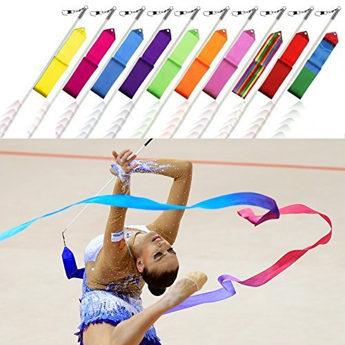 4m Rhythmic Gymnastics Dance Ballet Art Ribbon Streamer Baton Rod Stick 9 Colors