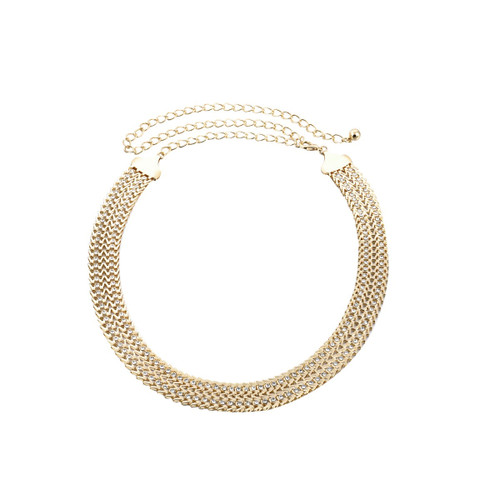 44" Ladies Gold 'W' Shape Design Chain Waist Belt, Women Fashion Accessory