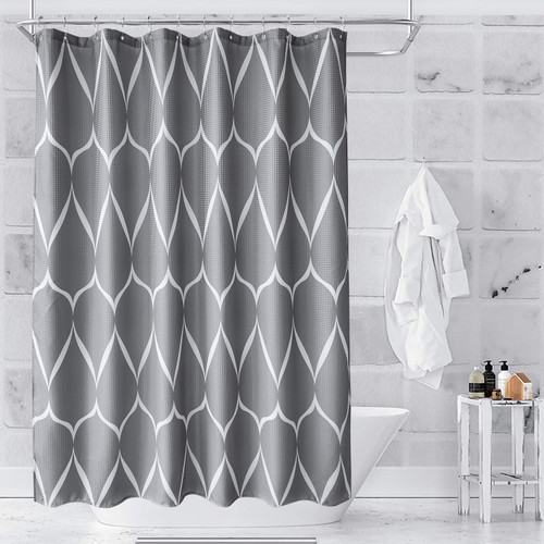 Lattice Design Shower Curtain - Dark Grey