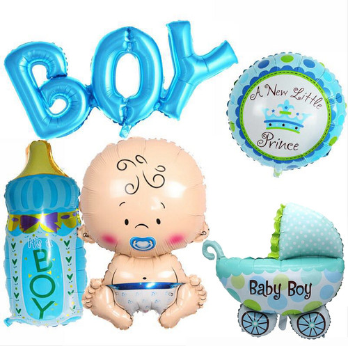 New Baby Foil Balloon Set - Boy - 5pcs