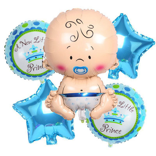 New Baby Foil Balloons - Boy - 5pcs