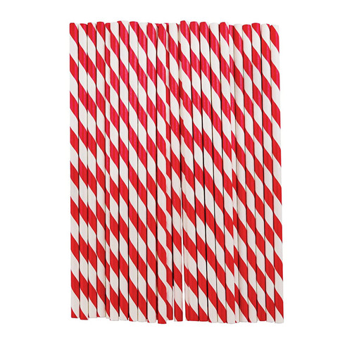 Red and White Striped Paper Straws