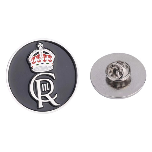 King Coronation Crown King Charles III Pin Badge - Black & Silver