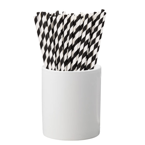 Black & White Biodegradable Paper Straws