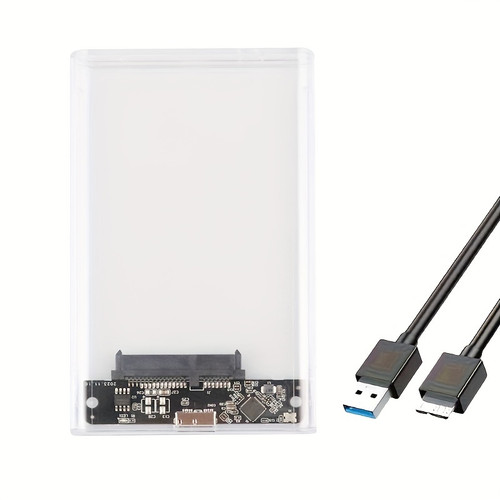 Hard Drive Enclosure 2.5 Inch USB 3.0 SATA Case External Clear Caddy HDD SSD