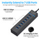 High-Speed USB 3.0 7-Port Hub with Multiple Extension Cables for PC and Laptop
