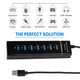 High-Speed USB 3.0 7-Port Hub with Multiple Extension Cables for PC and Laptop