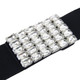Women's Black Elasticated Waist Belt with Diamante Buckle for Fashion Accessory