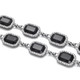 45" Crystal Black Stone Silver Chain Waist Belt for Women's Fashion Accessory