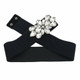 Black Elasticated Waist Belt with Diamante Buckle for Women's Fashion Wear