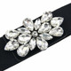 Black Elasticated Waist Belt with Diamante Buckle for Women's Fashion Wear