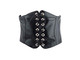 Women's Black PU Leather Corset Waist Belt with Black Lace for Fashion Accessory