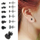 Stainless Steel Earrings Black Plated Round Shaped with Butterfly Clasp