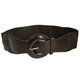 2.5" Wide Black Elasticated Waist Belt with Shiny Buckle for Women Fashion Accessory