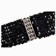 Ladies Sequin Belt Elastic Stretchable Waistband with Stylish Hook Fastening Buckle for Fashion Accessory - (52cm x 7cm) Black Gold Silver