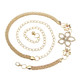 40" Center Flower Motif Diamante Rhinestone Waist Chain Belts for Women Fashion Accessory - Gold Silver